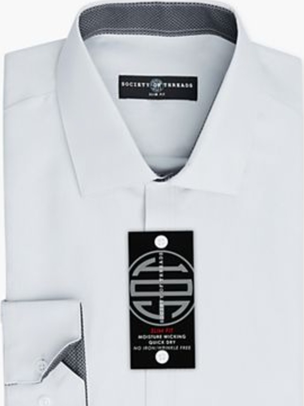 Society of Threads Mens White Slim Fit Dress Shirt size L NWT